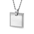 Elegante collana con pendente quadrato con bordo in CZ su catena a corda argentata - Colore Acciaio (Senza catena)