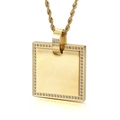 Collana con ciondolo quadrato dorato con intarsio in zircone CNC e catena a corda - Oro (Senza catena)