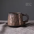 Vintage bronze ceramic coffee cup and saucer set with metallic glazed texture 310ml - Coffee Cup And Saucer - Rust-colored 310ml / Universal