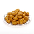 Miniature yellow artificial olive props on a grid paper plate for photo decoration - Mini Potato
