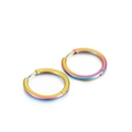 Titanium steel hoop earrings with rainbow gradient finish and hinged clasp closure - 23mm / Colorful