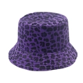 Reversible leopard print bucket hat in purple with cozy wool-like finish for men and women - 58cm / Purple