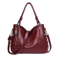 Bolso grande burdeos de cuero sintético con borla y correa ajustable - Burdeos