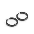 Classic black stainless steel hoop earrings with polished finish and snap closure - 23mm / Black