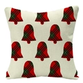 Linen Christmas pillowcase with red and green plaid bell pattern on beige background - Style 18-Full Print Plaid Bells