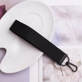 Porte-clés en ruban noir avec fermoir mousqueton en métal noir mat et sangle tissée - Noir