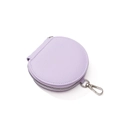 Mini round lavender crossbody coin purse with litchi texture and silver carabiner hook - Purple Coin Purse
