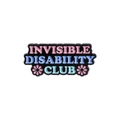 Enamel metal badge with 'Invisible Disability Club' text and floral accents - Invisible Disability Club (QHXZ1291)