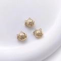 Macro detail of 14K gold plated fish pendants with intricate scale textures for DIY jewelry - 7# Kissing Fish 10x9.6mm