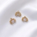 Close-up of three 14K gold plated crab charms with crystal inlay for DIY jewelry making - 11# Crab 11.5x10.3mm