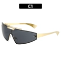 Occhiali da sole sportivi futuristici in stile punk con montatura dorata e lenti grigie - Montatura Oro Lente Nero Grigio (C1)