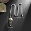Collana con teschio gotico e serpente dorato, catena box argentata, stile hip hop dark - Ciondolo 5x1.8cm Catena 60cm / Bicolore Oro e Argento
