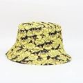 Detailed close-up of yellow bucket hat with cartoon duck prints and durable cotton texture - One Size / Sunglasses Duck Print / Black