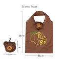 Foldable brown bear oxford cloth shopping bag with portable storage pouch 58x38cm - Brown Bear