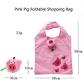 Foldable pink pig pattern shopping bag made of waterproof oxford fabric with handle - Pink Pig