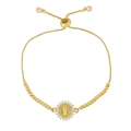 Bracciale dorato regolabile con medaglia di San Benedetto e zirconi incastonati a micro - Stile B-Zirconi Bianchi Tondi Medaglia di San Benedetto