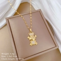 Detailed view of gold bear crown pendant necklace with dimensions and weight info - Gold Crown Bear Style (B326)