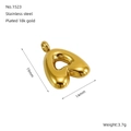 Ciondolo a cuore bombato in acciaio inossidabile placcato oro 18K, variante 19mm - Lettera A / Oro