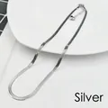 Detail of silver snake bone chain featuring a delicate heart pendant and adjustable clasp - Heart Pendant Snake Chain (2019526) / Silver