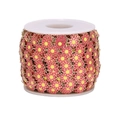 Detail of pink and yellow daisy flower 10mm stainless steel DIY jewelry chain on white spool - 10mm Width * 1 Meter / Rose Red