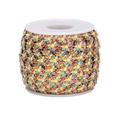Macro view of 10mm colorful enamel daisy flower chain links for DIY jewelry making - 10mm Width * 1 Meter / Single Piece Multicolor