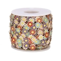 Colorful 10mm enamel daisy flower chain roll in gold finish for DIY jewelry making - 10mm Width * 1 Meter / Multicolor