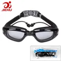 Black adult swim goggles with integrated silicone earplugs and anti-fog PC lenses - Bag Packaging / Transparent Black