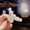 Molla per capelli minimalista con 5 perle bianche e base trasparente - Modello 3 - Molletta per capelli con perle piccola