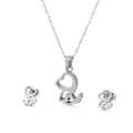 Set gioielli in argento con collana e orecchini pendenti a forma di cane traforato - Stile Cane Acciaio (KS132935-K)