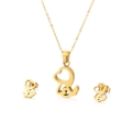 Set di gioielli dorati a forma di animale con cuore, collana e orecchini a lobo - Stile Elefante Oro (KS132936-K)