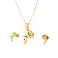 Conjunto de collar y pendientes de flamenco dorado hechos de acero inoxidable - Dorado (KS132941-K)