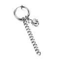 Silver punk hoop earring with curb chain and detailed scorpion pendant for men - Silver Scorpion Ear Clip (Single Piece)