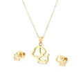 Conjunto de joyas de acero dorado con collar de colgante de perro hueco y pendientes a juego - Dorado (KS132947-K)