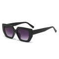 Classic black oversized square sunglasses featuring purple gradient lenses and glossy finish - Black Frame Gradient Gray Lens