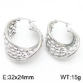 Silver twisted rope U-shaped earrings in stainless steel, dimensions 32x24mm and 15g weight - Steel Color (KE111400-KFC)