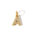 Close-up of a gold-plated letter A pendant with sparkling zircon inlays on white background - Letter A Pendant