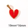 Detailed close-up of a red heart pendant with dimensions showing 19mm by 16mm size - Red Enamel Heart