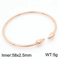 Chubby water drop open bangle in rose gold stainless steel, 58x2.5mm inner diameter - Bangle / Rose Gold Bracelet