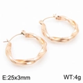 Pendientes de aro trenzados dorados 25x3mm de acero de titanio para mujer - 25x3mm / Oro Rosa (KE112426-KFC)
