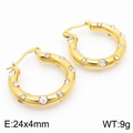 Orecchini a cerchio a U in acciaio inossidabile placcato oro 18k con zirconi, 24 mm - Oro