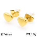 Polished golden heart-shaped stainless steel stud earrings measuring 7x6mm - Gold