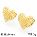 Orecchini a lobo a cuore dorati con trama a pieghe, misura 18x14mm e peso di 3g - Oro