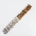 Kids slap bracelet with shiny gold and silver sequins in a fish scale pattern - Gold and Silver