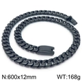 Collar de cadena cubana negra de 12 mm en acero inoxidable pulido para hombre moderno - 60CM / Negro