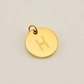 Minimalist gold-plated stainless steel round pendant featuring engraved capital letter H - Letter H (XRS-1456) / Gold