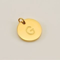 Polished gold stainless steel round pendant with engraved letter G for DIY jewelry - Letter G (XRS-1456) / Gold