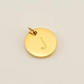 Polished gold stainless steel circular pendant featuring an engraved letter J detail - Letter J (XRS-1456) / Gold