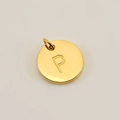 Round golden stainless steel pendant with letter P engraving and jumper ring - Letter P (XRS-1456) / Gold