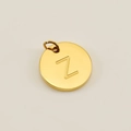 Polished gold round stainless steel pendant with letter Z engraving for jewelry DIY - Letter Z (XRS-1456) / Gold