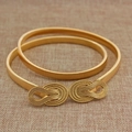 Elegant gold elastic metal leaf belt with infinity loop buckle for women dresses - Gold Infinity Double Ring Knot